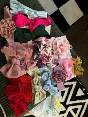 Kids Multi-Color Bow & Flower Headband Set - Unbranded